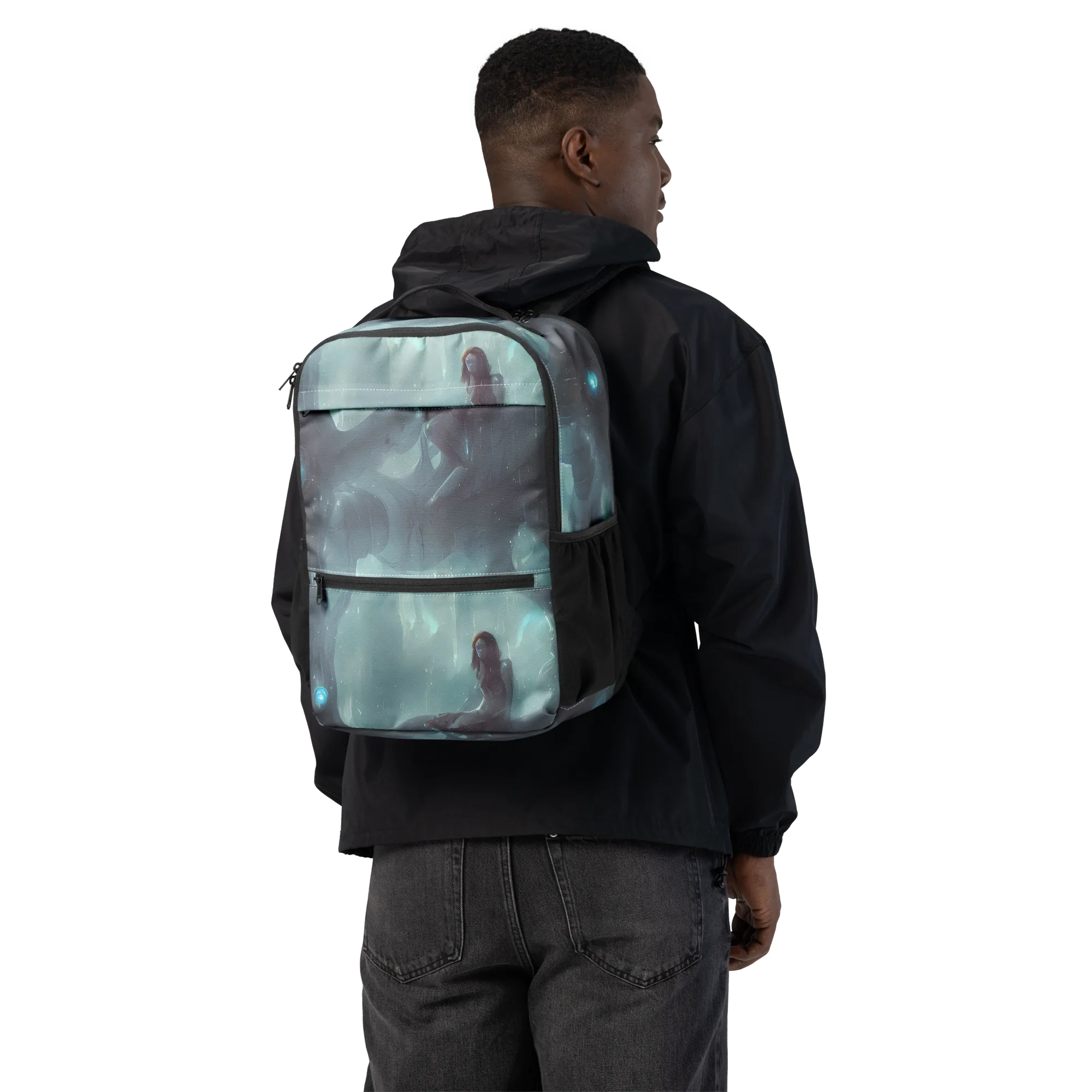 Liquid Serenity on Utility Backpack — Back