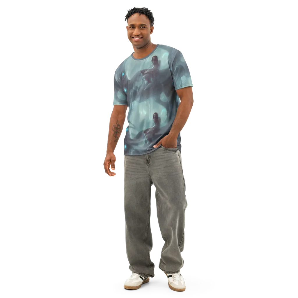 Liquid Serenity on Men's Cotton Crew Neck T-Shirt — Front