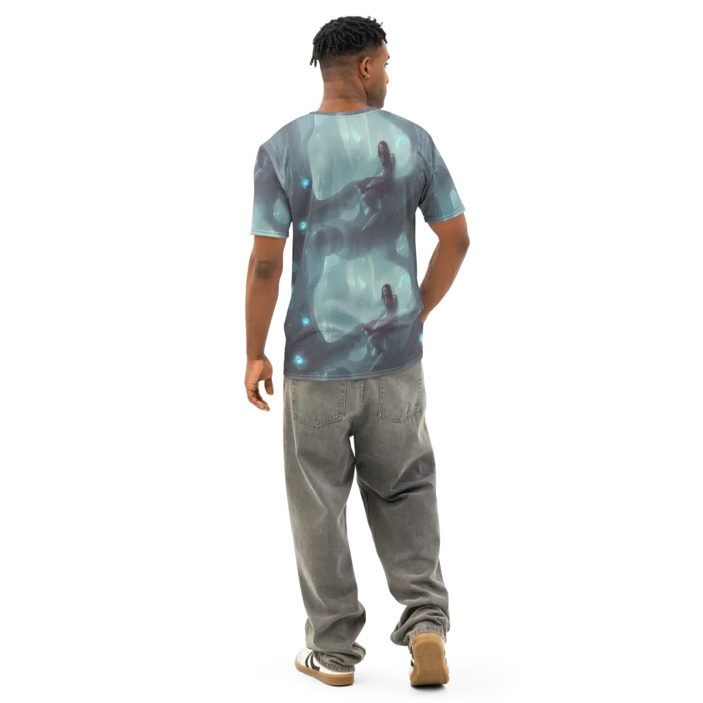 Liquid Serenity on Men's Cotton Crew Neck T-Shirt — Back