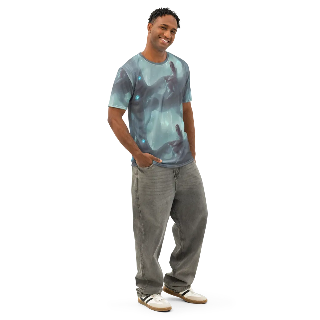 Liquid Serenity on Men's Cotton Crew Neck T-Shirt — Right Front