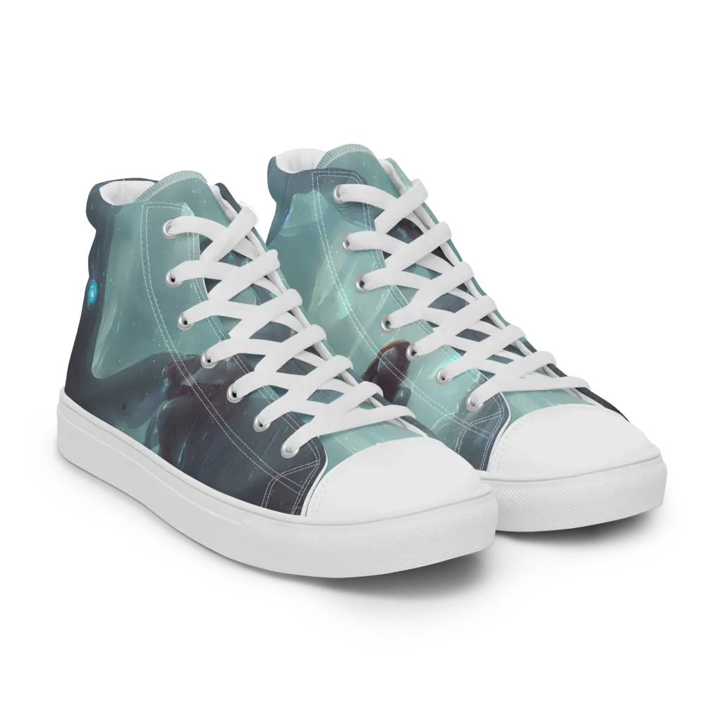 Liquid Serenity on Men's High Top Canvas Shoes — Right Front