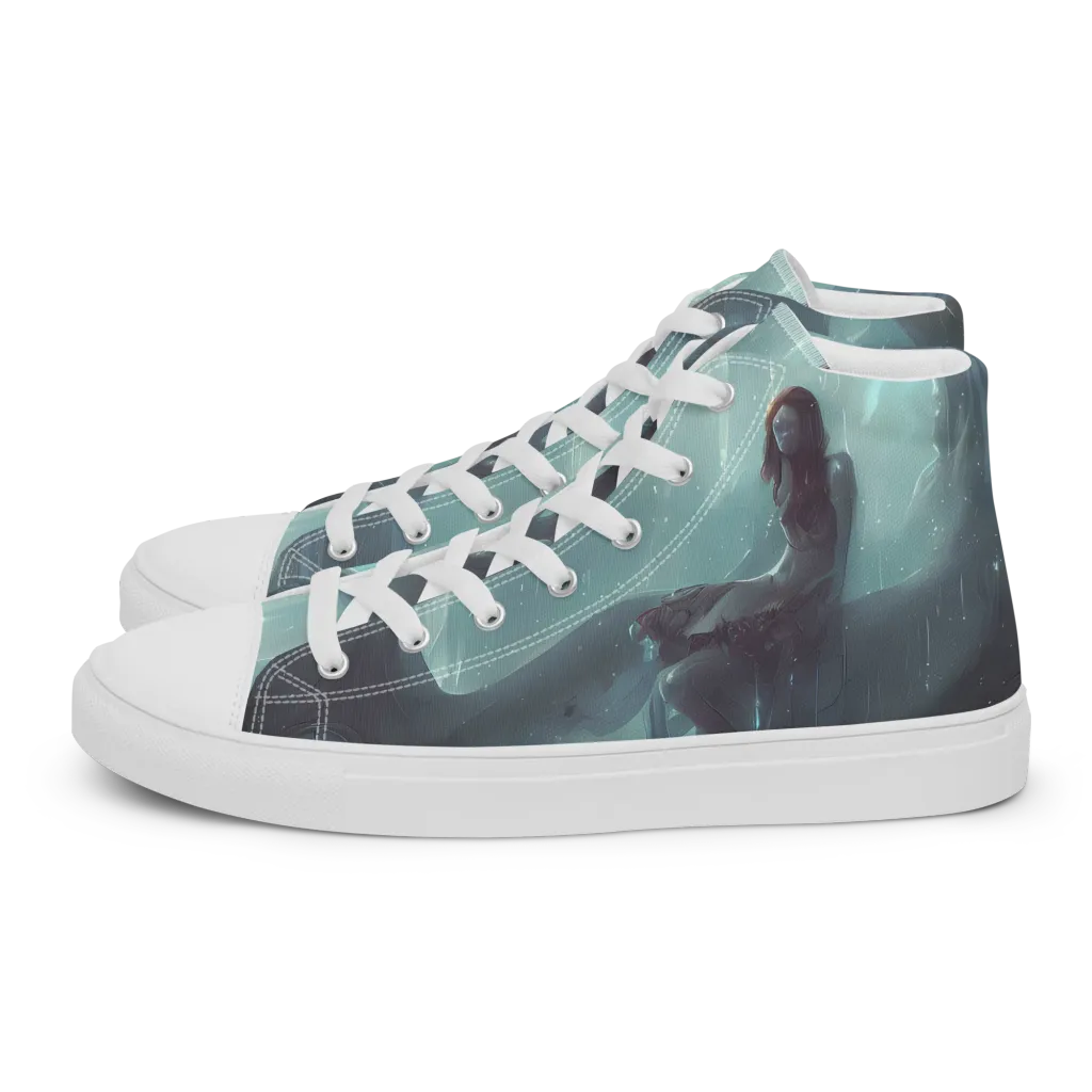 Liquid Serenity on Men's High Top Canvas Shoes — Left
