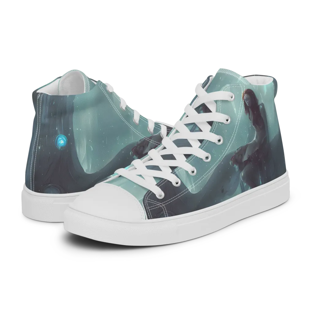 Liquid Serenity on Men's High Top Canvas Shoes — Left