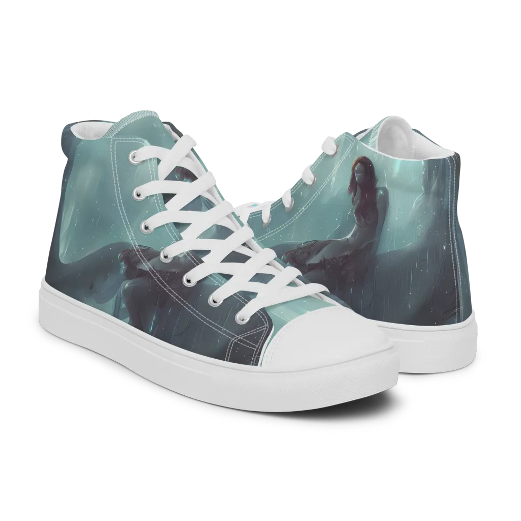 Liquid Serenity on Men's High Top Canvas Shoes — Right