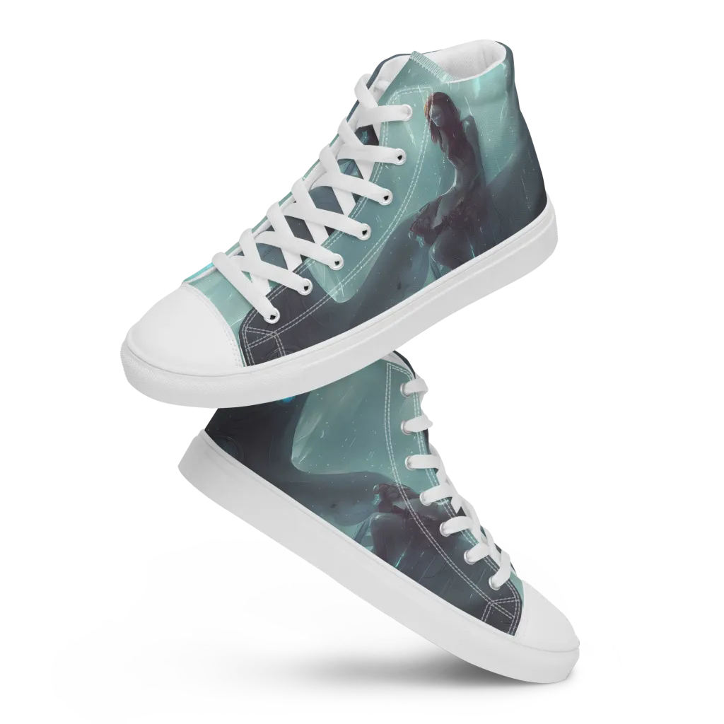Liquid Serenity on Men's High Top Canvas Shoes — Front