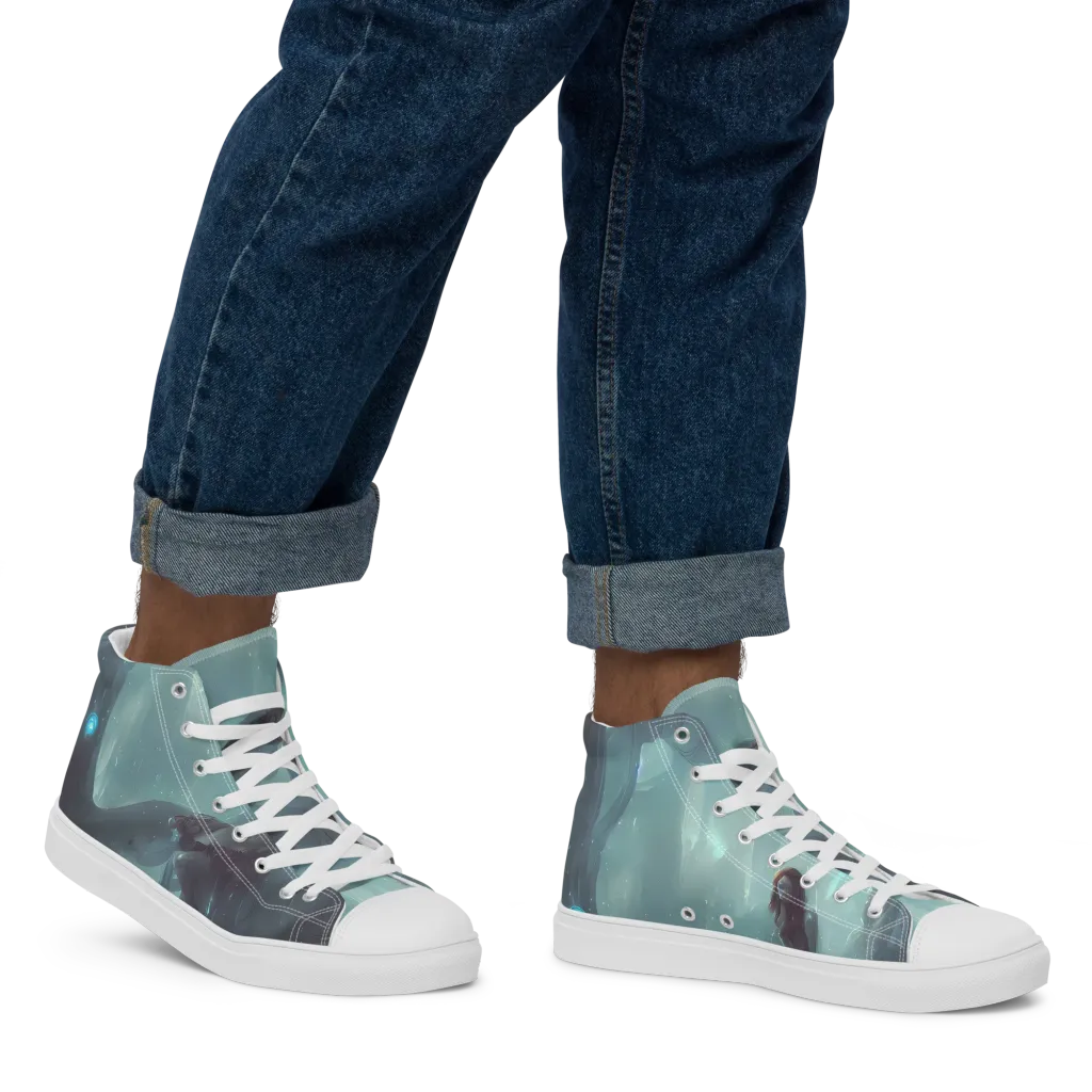 Liquid Serenity on Men's High Top Canvas Shoes — Right