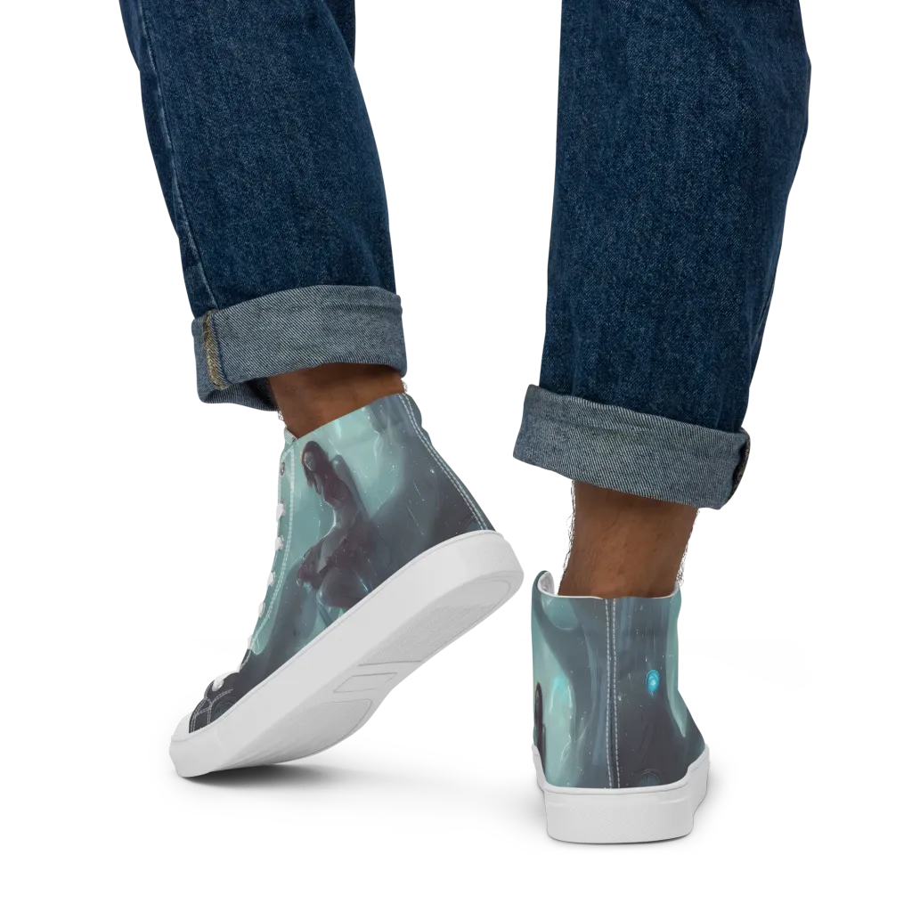 Liquid Serenity on Men's High Top Canvas Shoes — Back