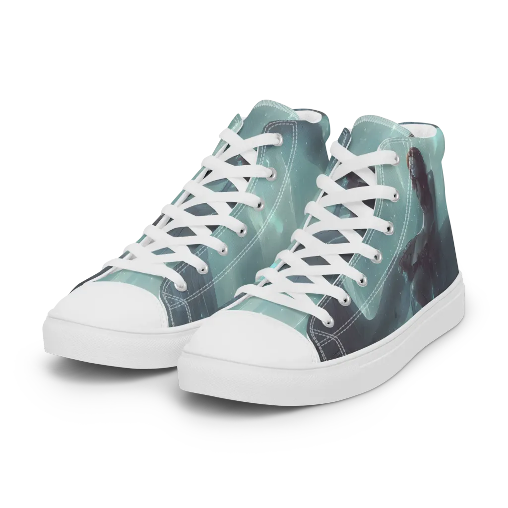 Liquid Serenity on Women's High Top Canvas Shoes — Left Front