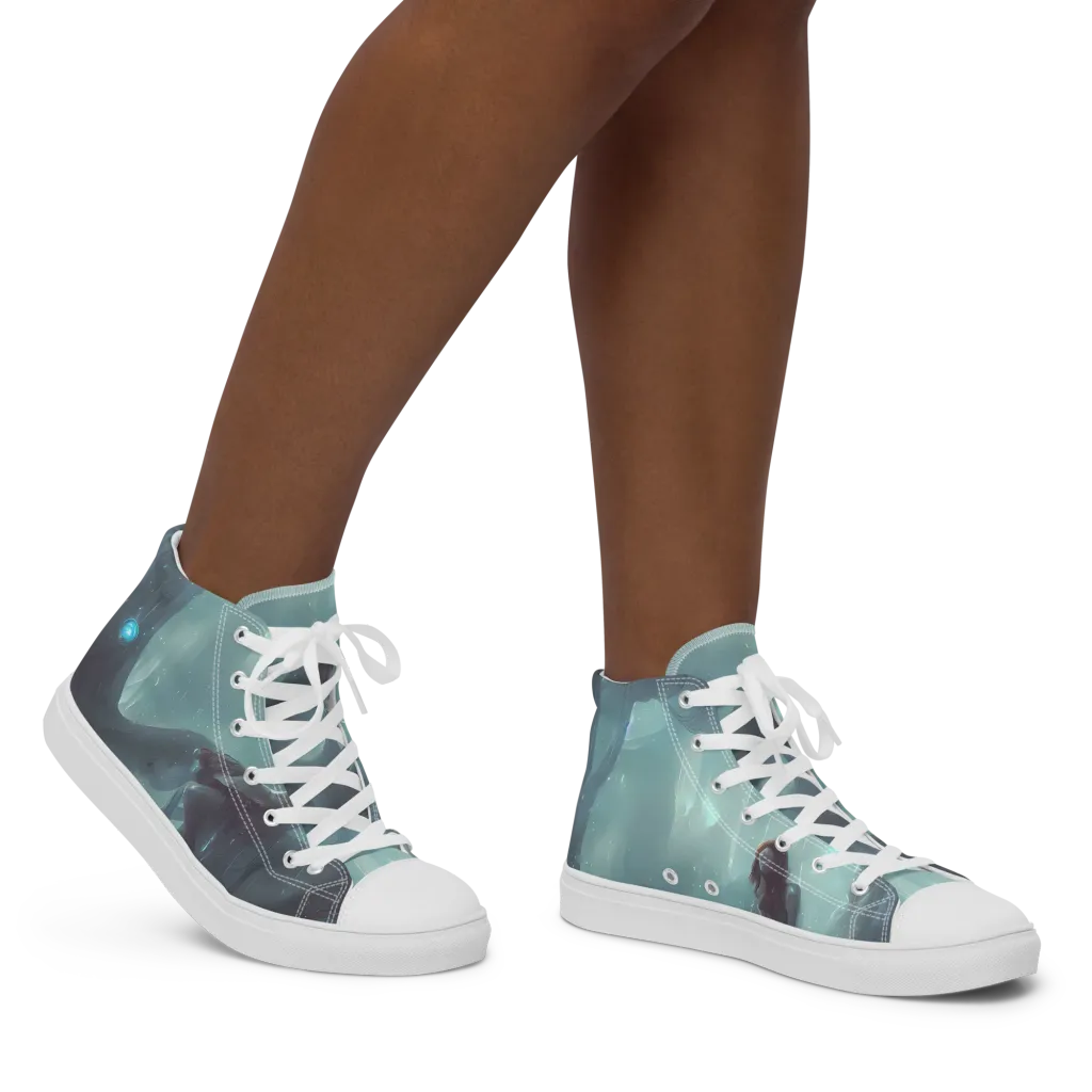 Liquid Serenity on Women's High Top Canvas Shoes — Right