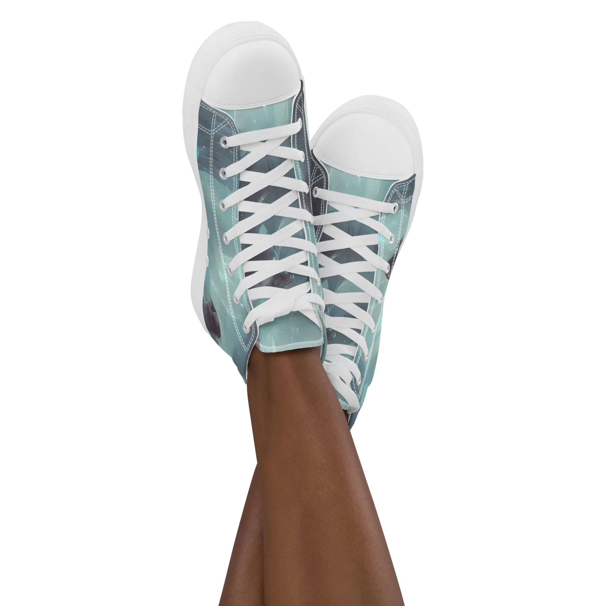 Liquid Serenity on Women's High Top Canvas Shoes — Front