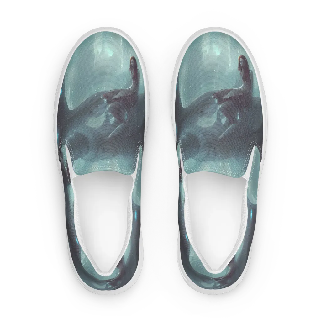 Liquid Serenity on Men's Slip-On Canvas Shoes — Front