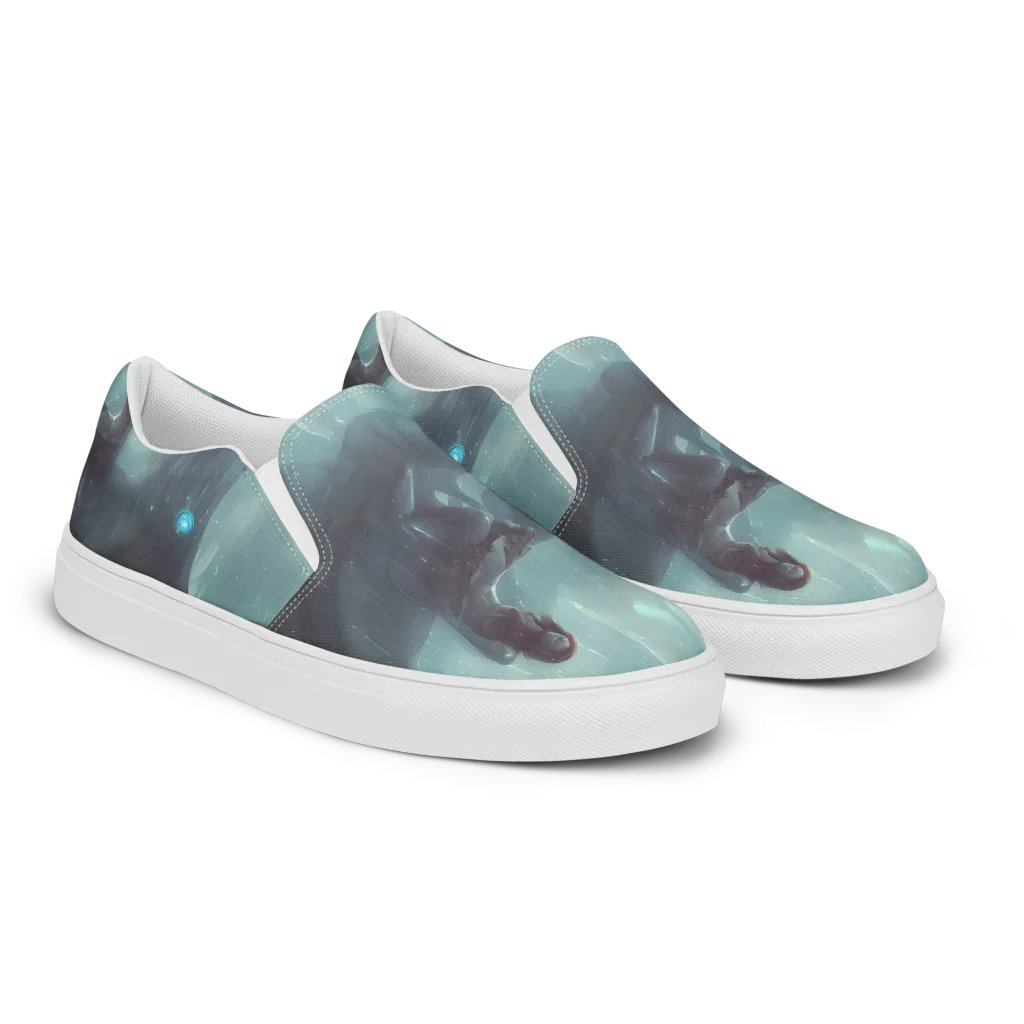 Liquid Serenity on Men's Slip-On Canvas Shoes — Right Front