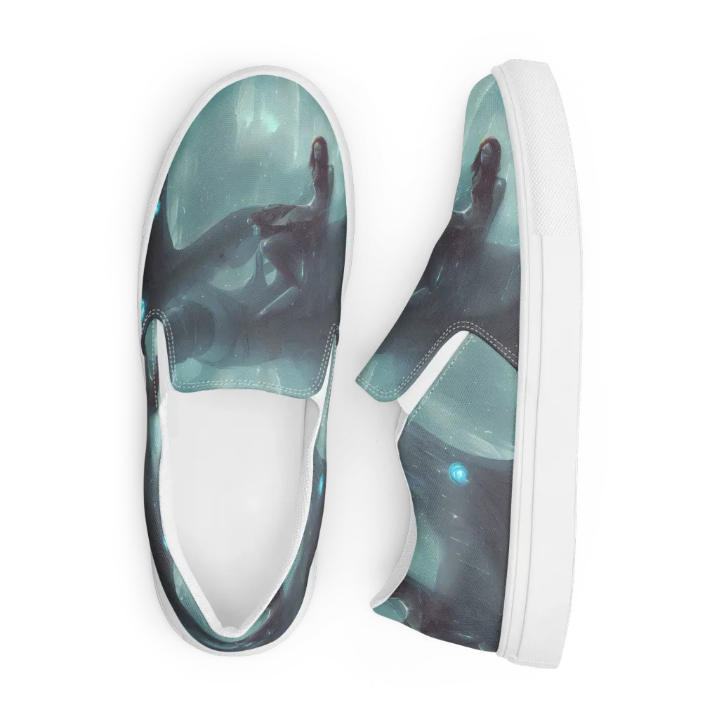 Liquid Serenity on Men's Slip-On Canvas Shoes — Front