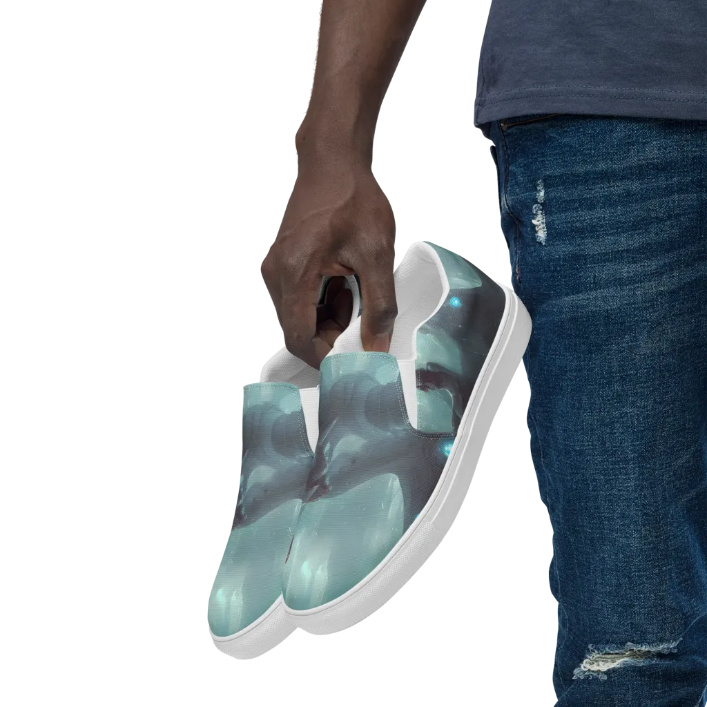 Liquid Serenity on Men's Slip-On Canvas Shoes — Left Front