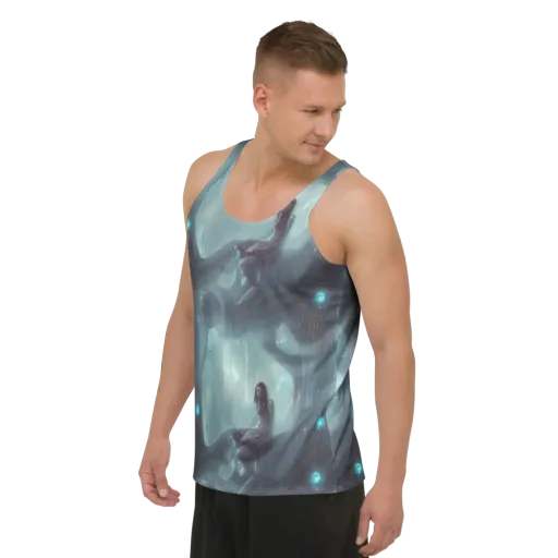 Liquid Serenity on a Men's Tank Top