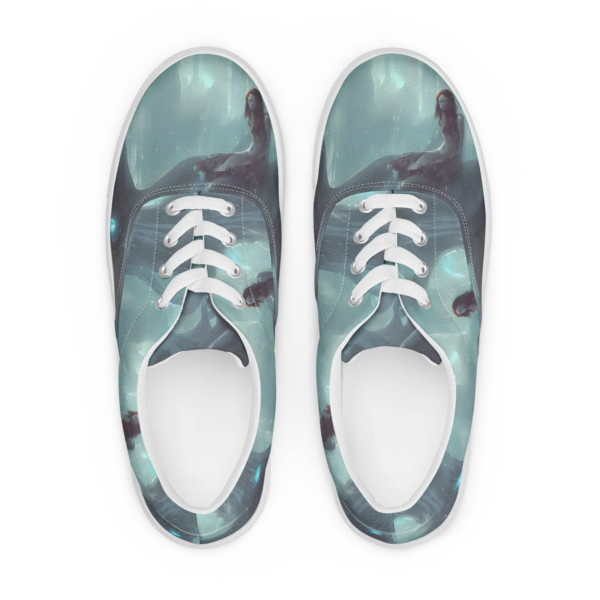 Liquid Serenity on Men's Lace-Up Canvas Shoes — Front