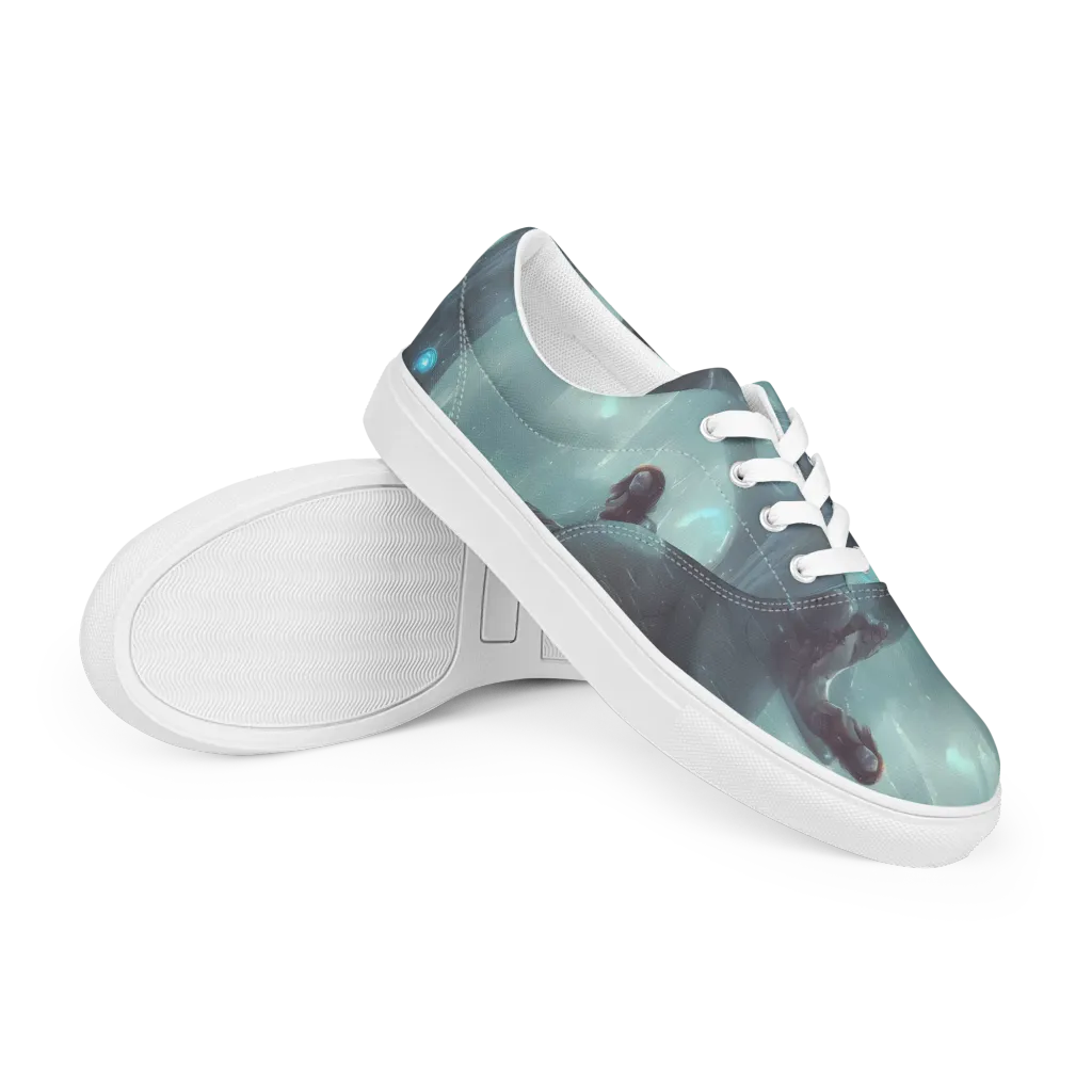 Liquid Serenity on Men's Lace-Up Canvas Shoes — Right Front