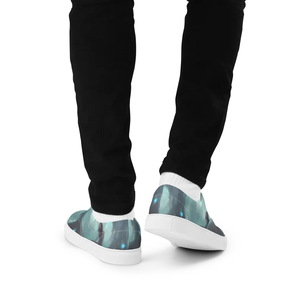 Liquid Serenity on Men's Lace-Up Canvas Shoes — Back