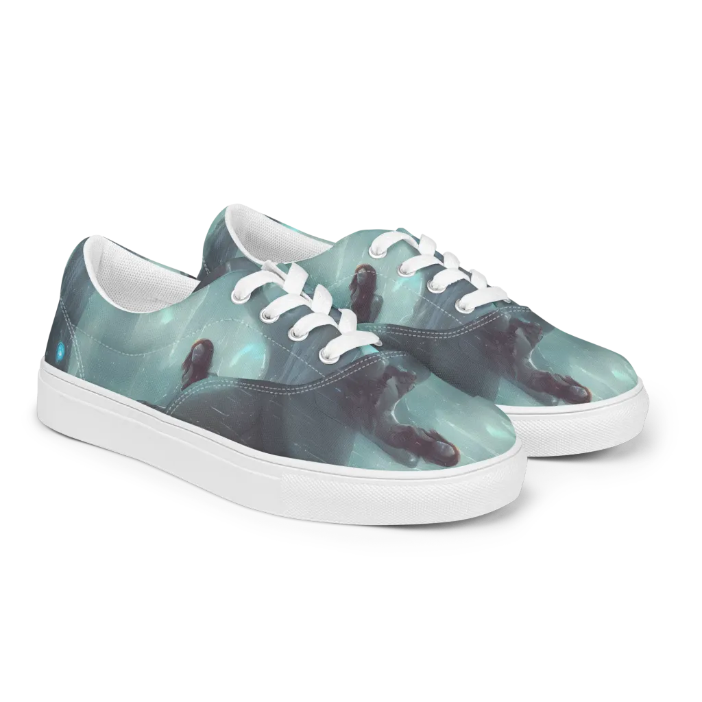 Liquid Serenity on Men's Lace-Up Canvas Shoes — Right Front