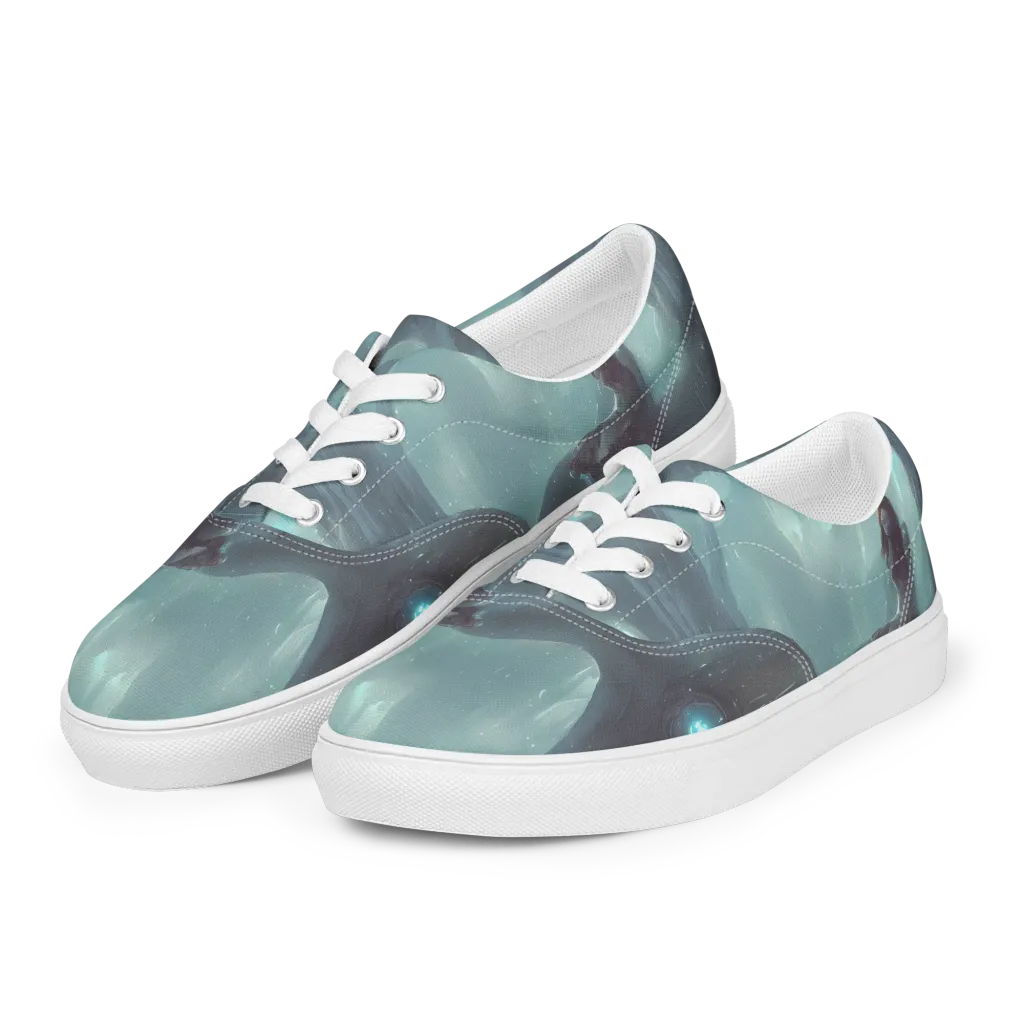 Liquid Serenity on Men's Lace-Up Canvas Shoes — Left Front
