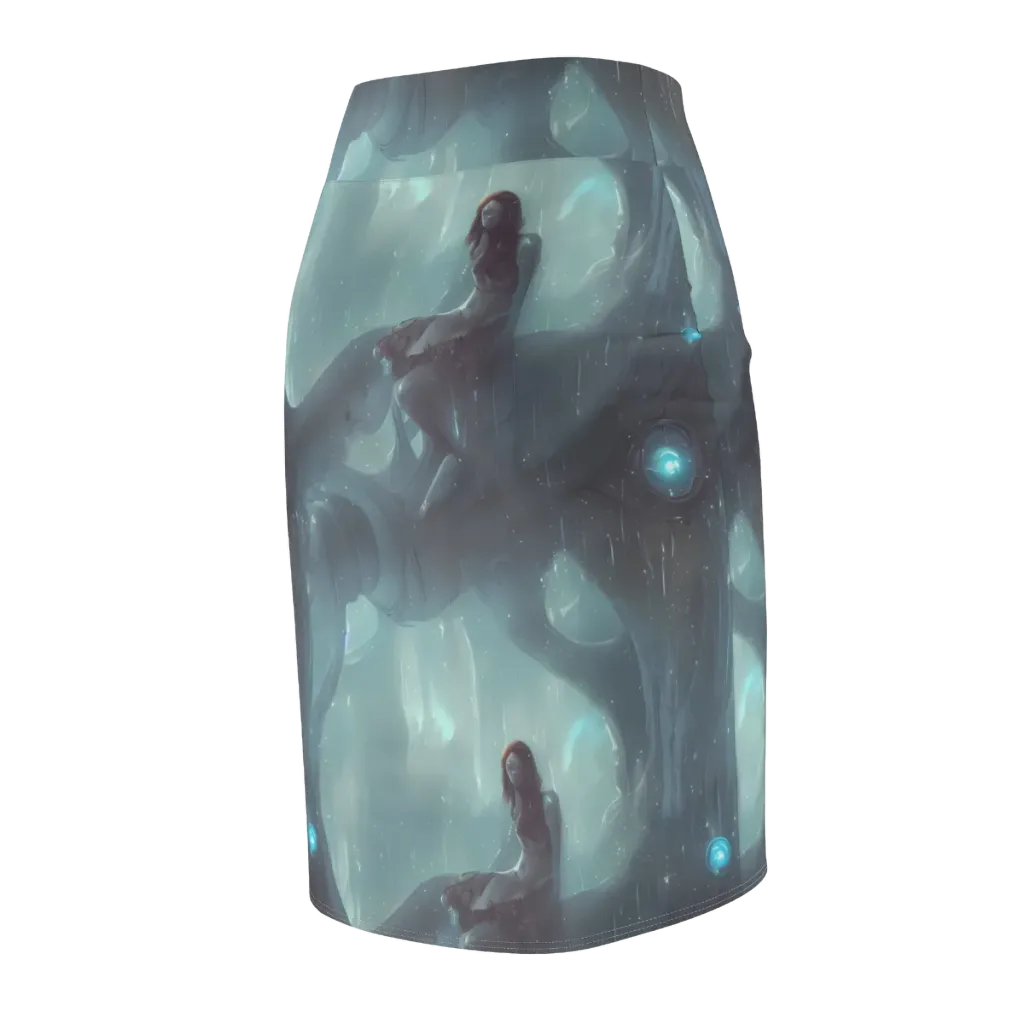 Liquid Serenity on Pencil Skirt — Back Side