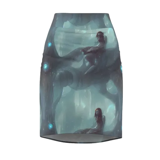 Liquid Serenity on a Pencil Skirt