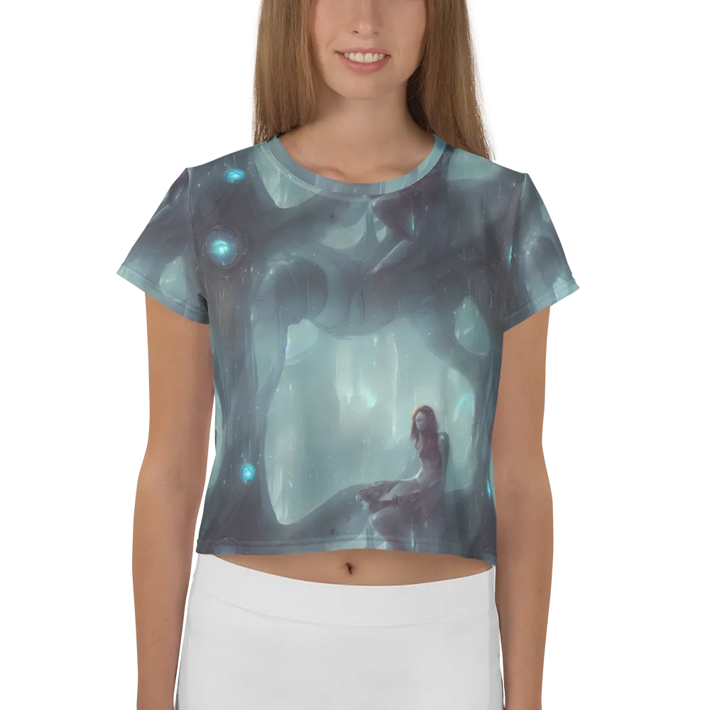 Liquid Serenity on Crop Tee — Front