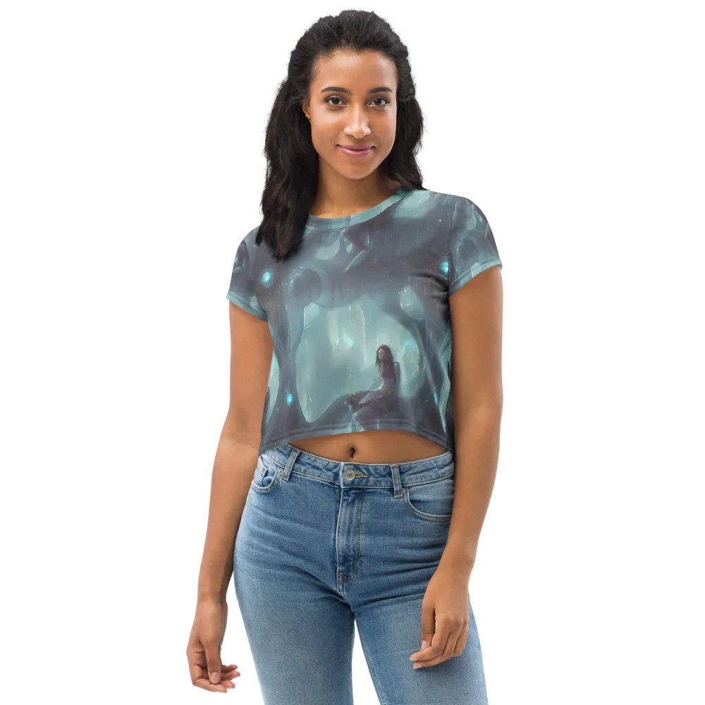 Liquid Serenity on Crop Tee — Front