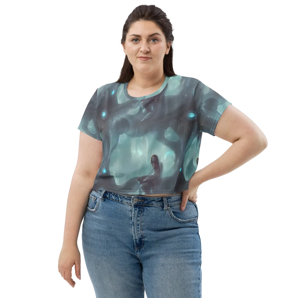 Liquid Serenity on Crop Tee — Front
