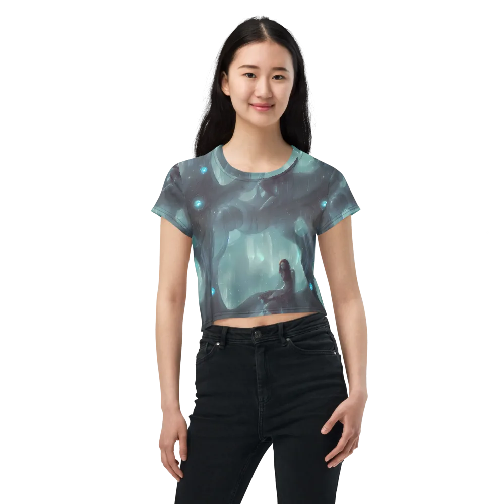 Liquid Serenity on Crop Tee — Front