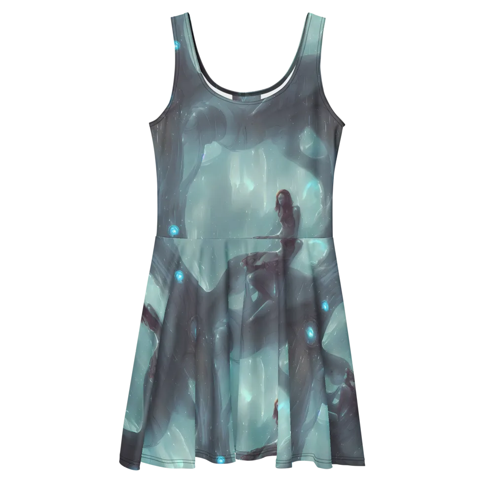 Liquid Serenity on Skater Dress — Front