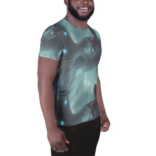 Liquid Serenity on a Men's Athletic T-Shirt