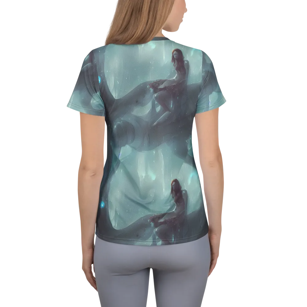 Liquid Serenity on Women's Athletic T-Shirt — Back