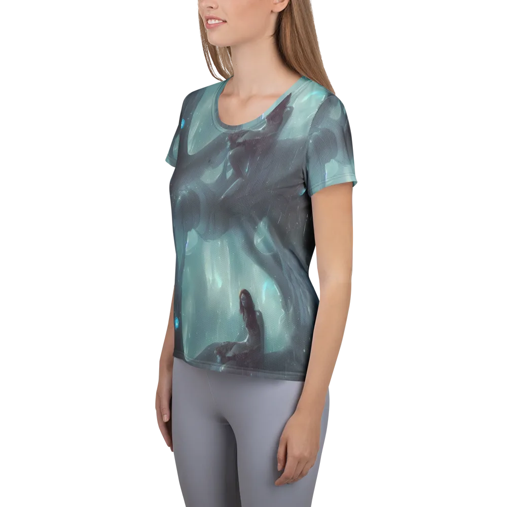 Liquid Serenity on Women's Athletic T-Shirt — Left