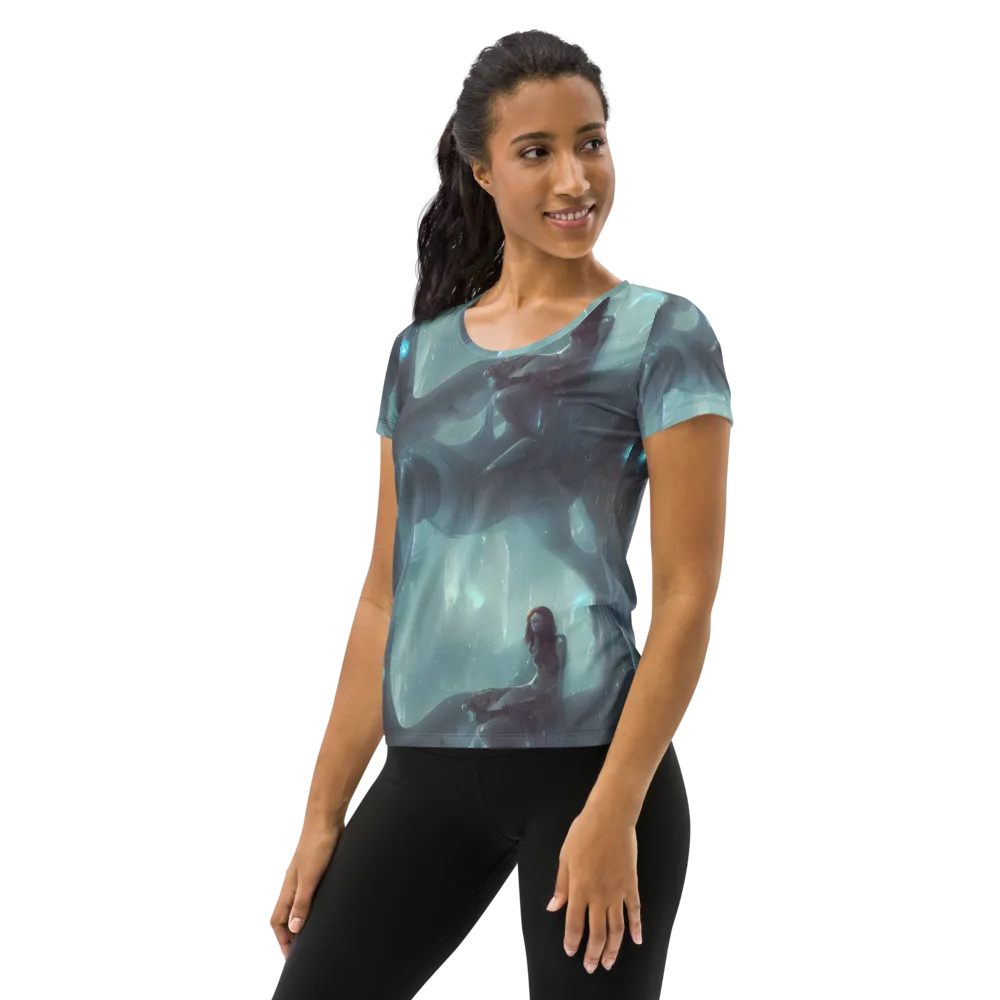 Liquid Serenity on Women's Athletic T-Shirt — Left