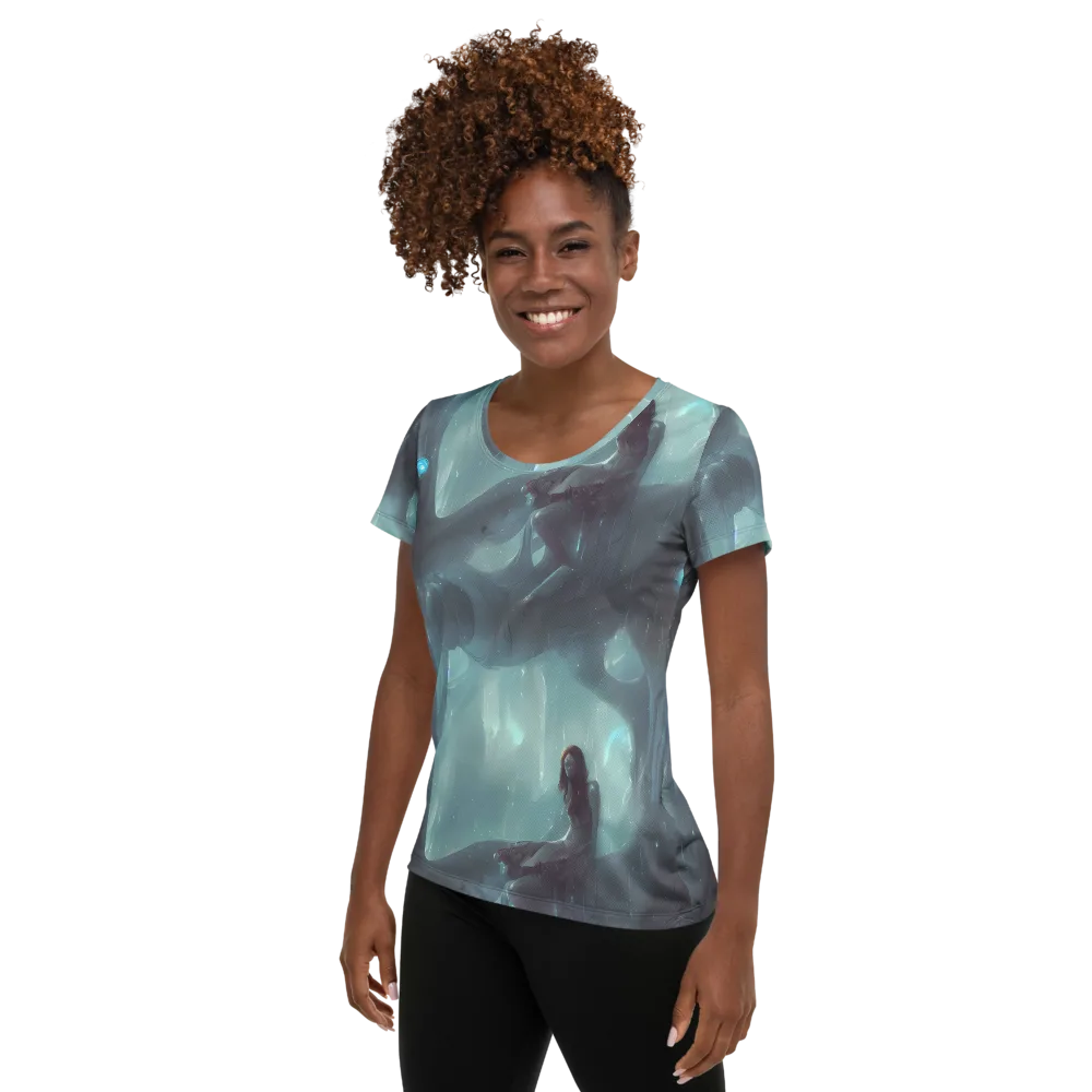 Liquid Serenity on Women's Athletic T-Shirt — Left