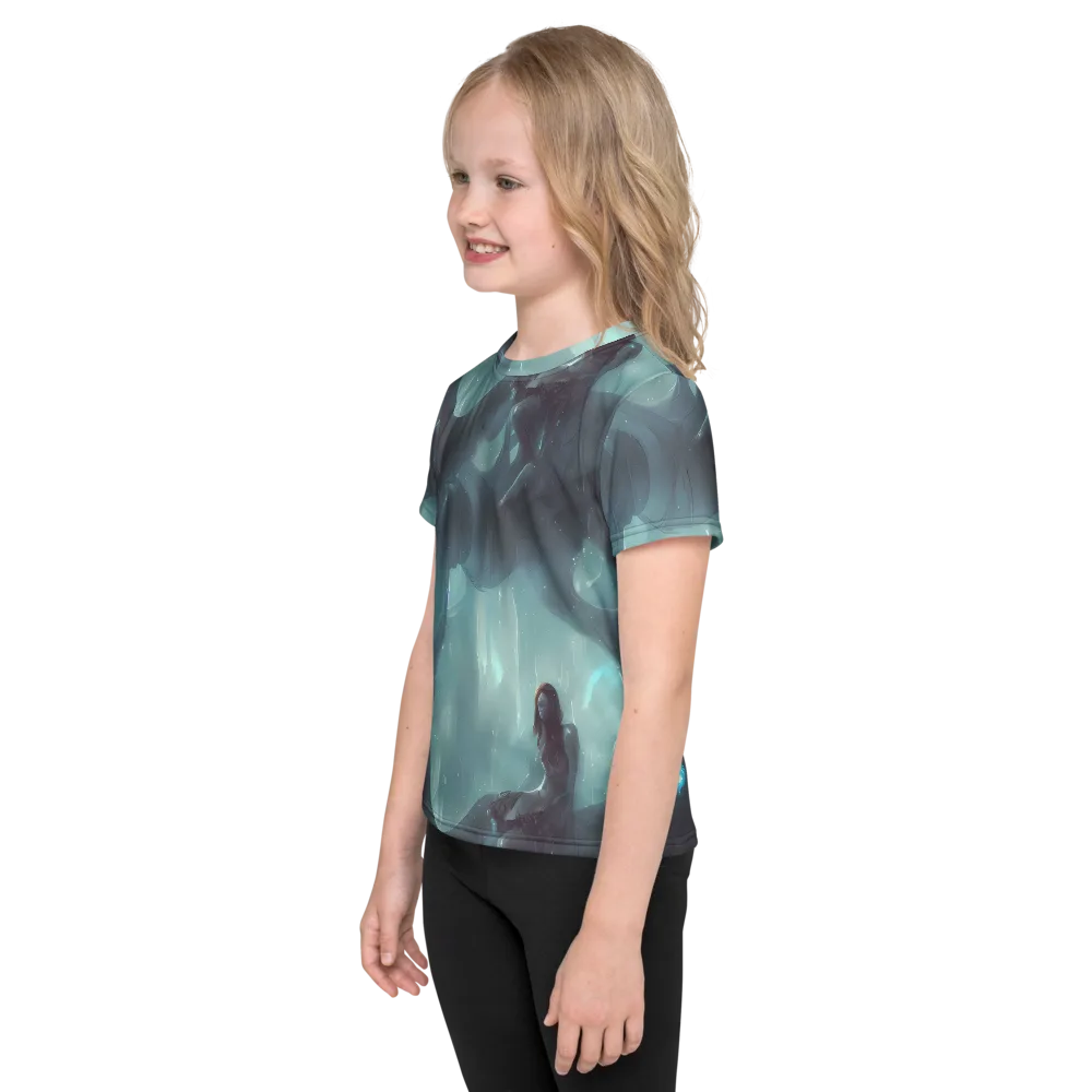Liquid Serenity on Kids Crew Neck T-Shirt — Left