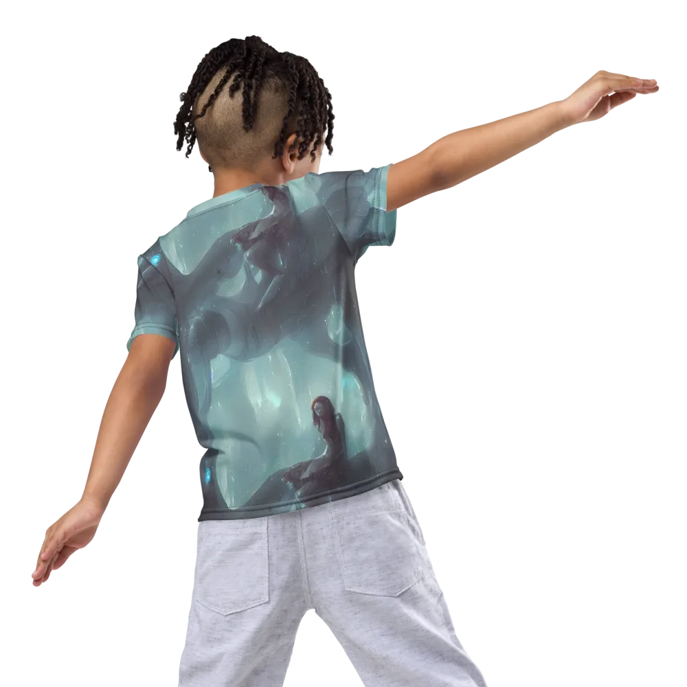 Liquid Serenity on Kids Crew Neck T-Shirt — Back