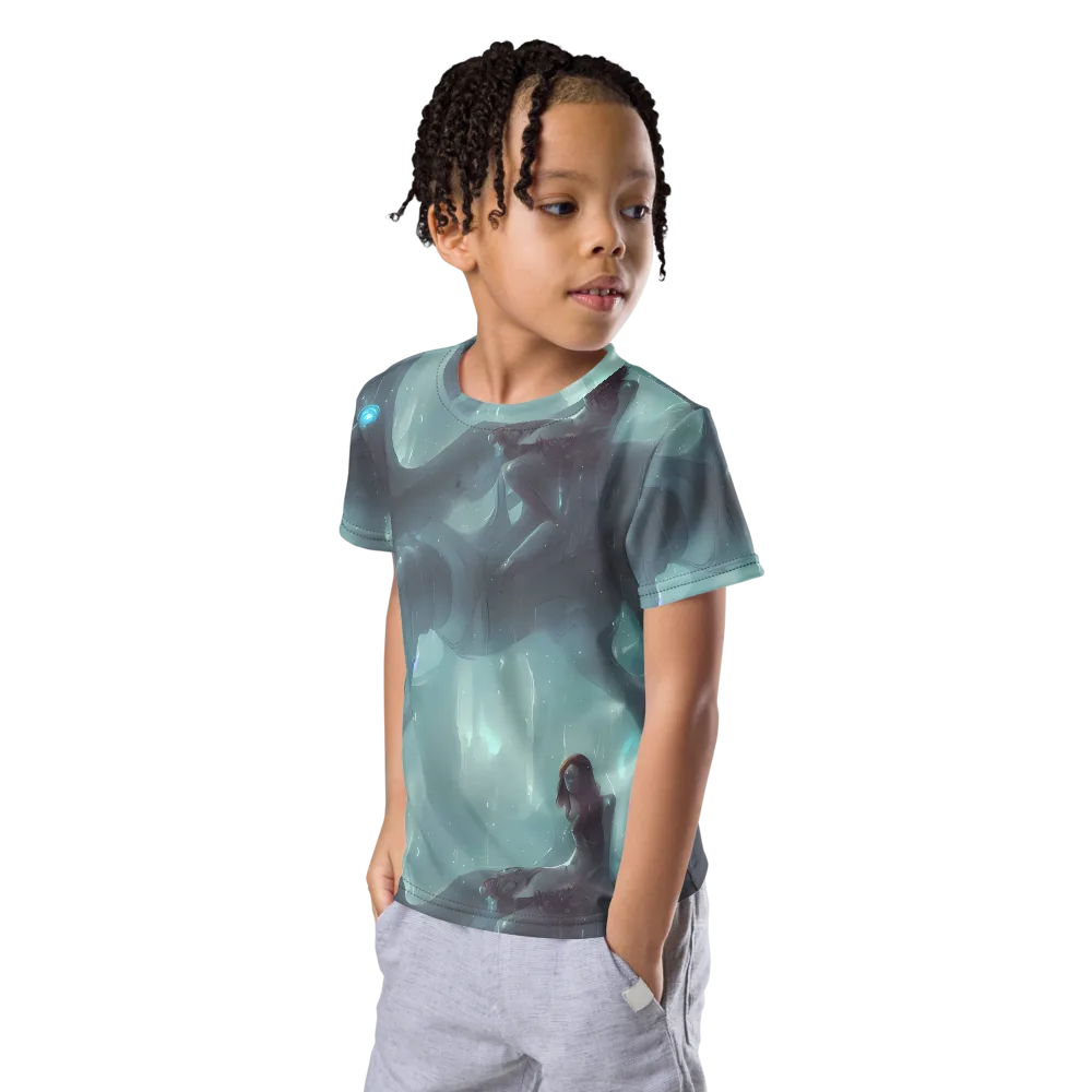 Liquid Serenity on Kids Crew Neck T-Shirt — Left Front