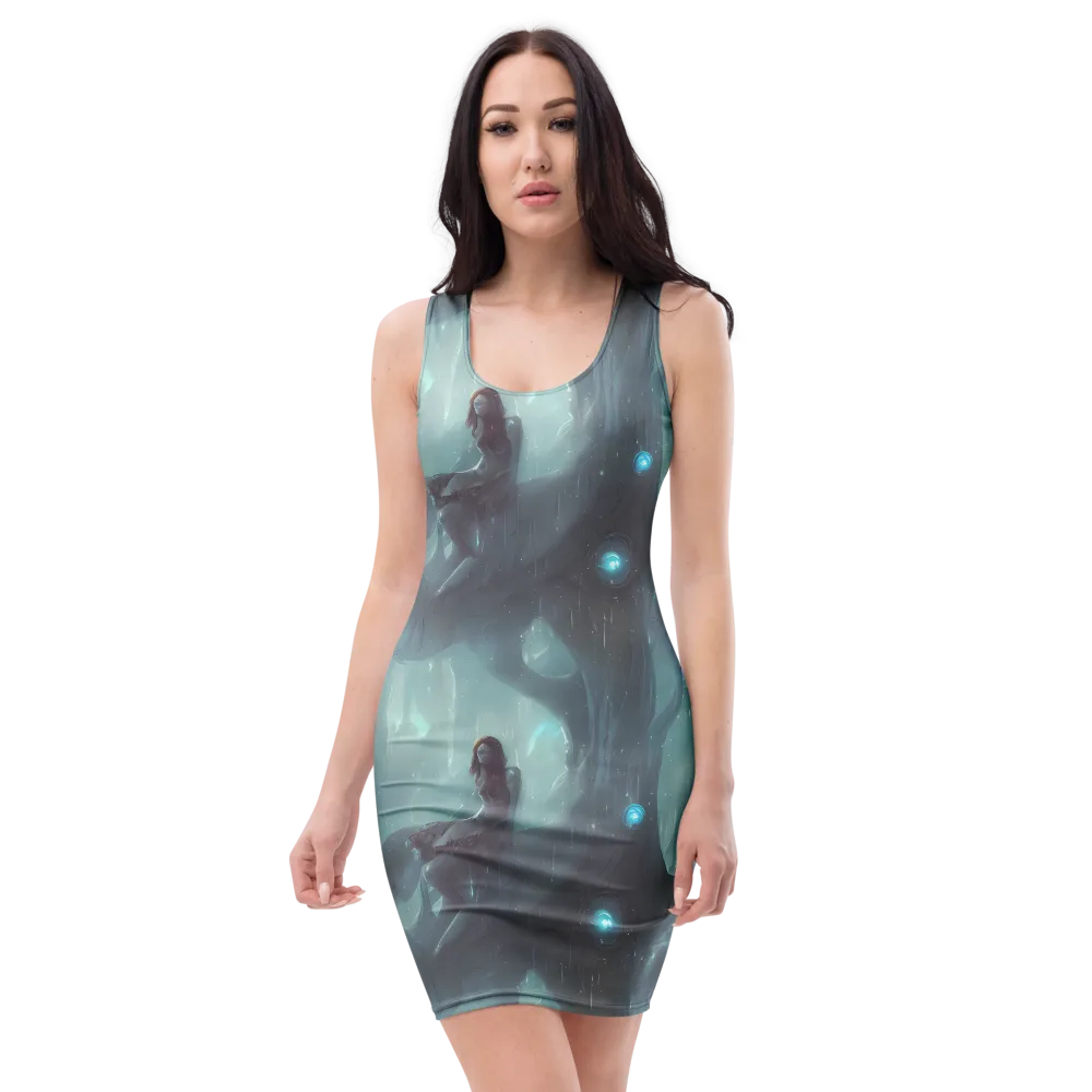 Liquid Serenity on Bodycon Dress — Front