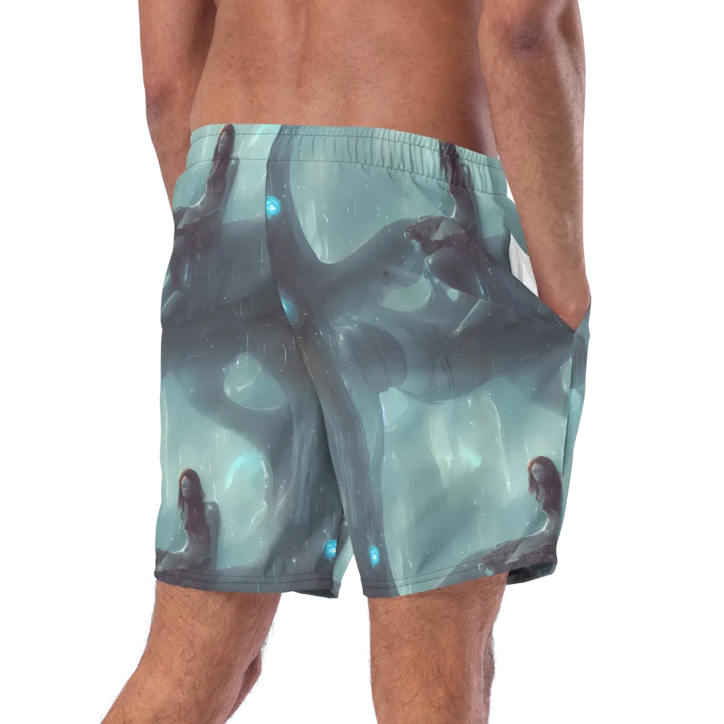 Liquid Serenity on Swim Trunks — Right Back