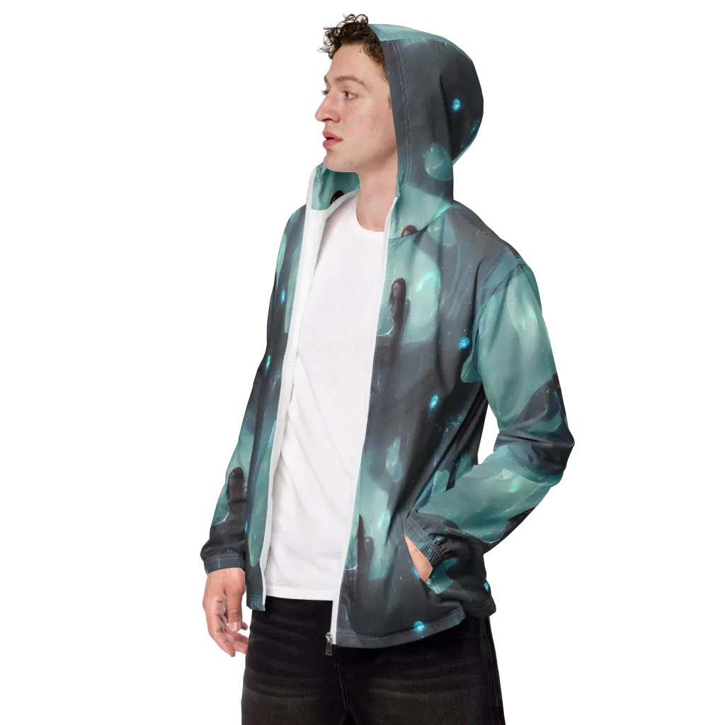 Liquid Serenity on Men's Windbreaker — Left Front