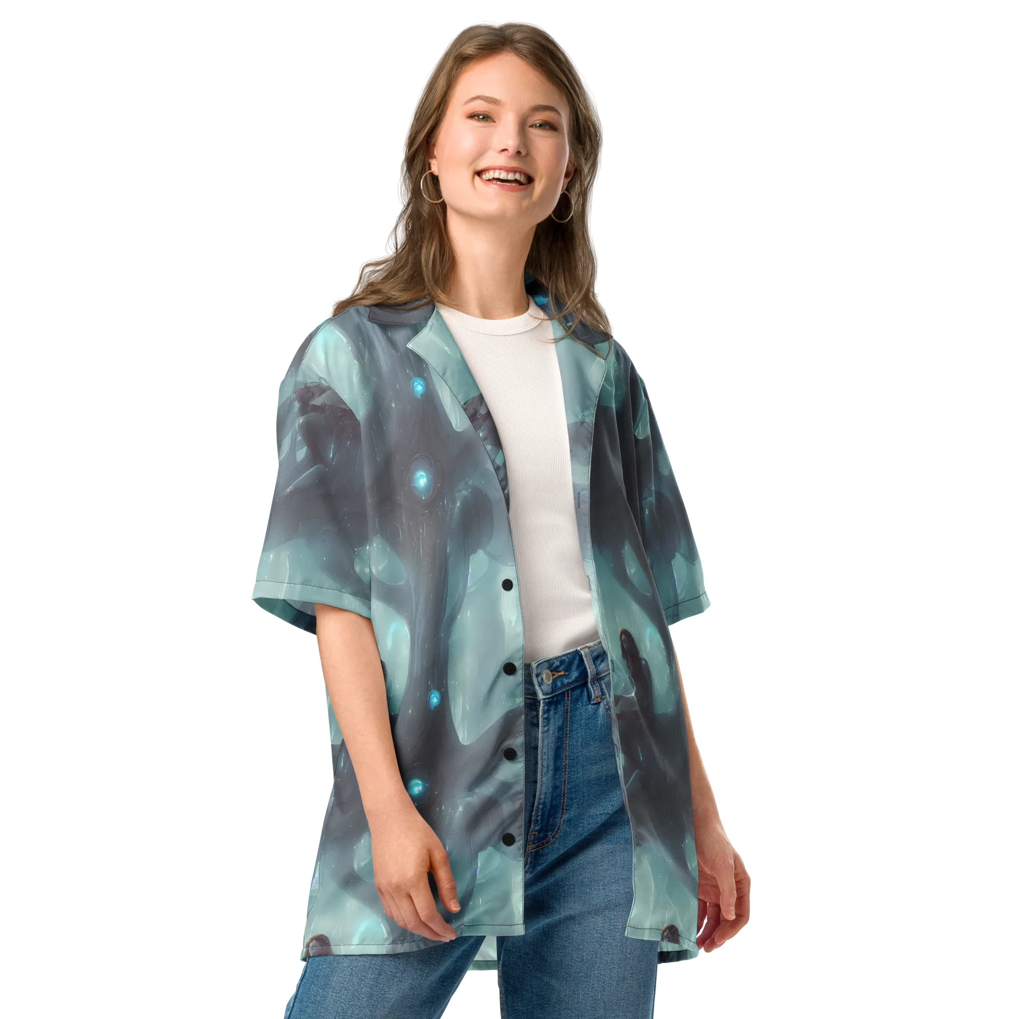 Liquid Serenity on Button Shirt — Front