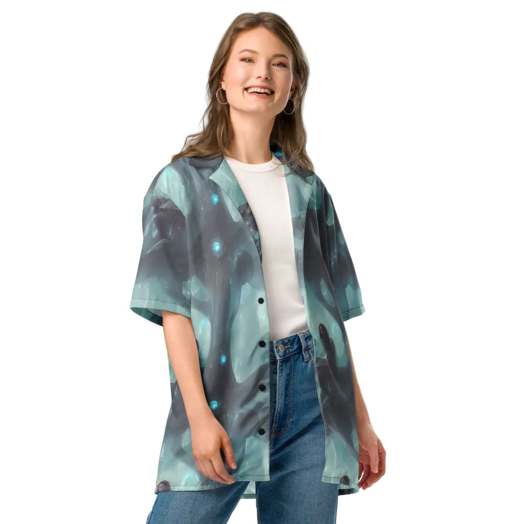 Liquid Serenity on Button Shirt — Front