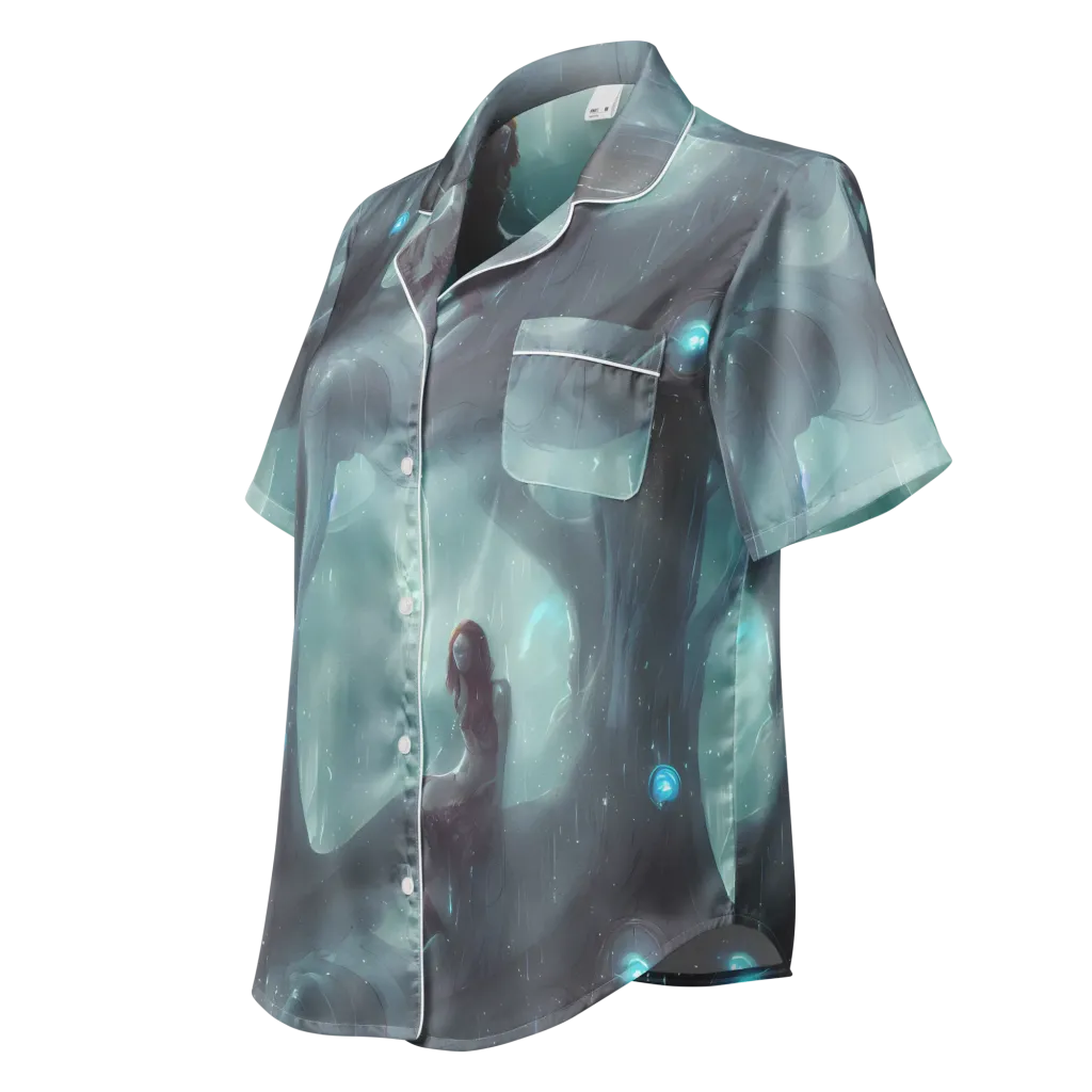 Liquid Serenity on Women's Short Sleeve Pajama Top — Left Front
