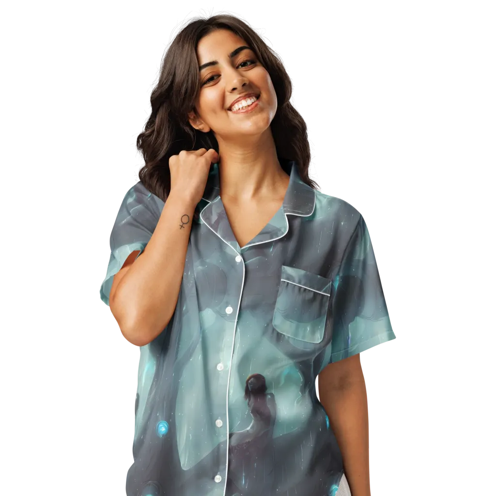 Liquid Serenity on Women's Short Sleeve Pajama Top — Front