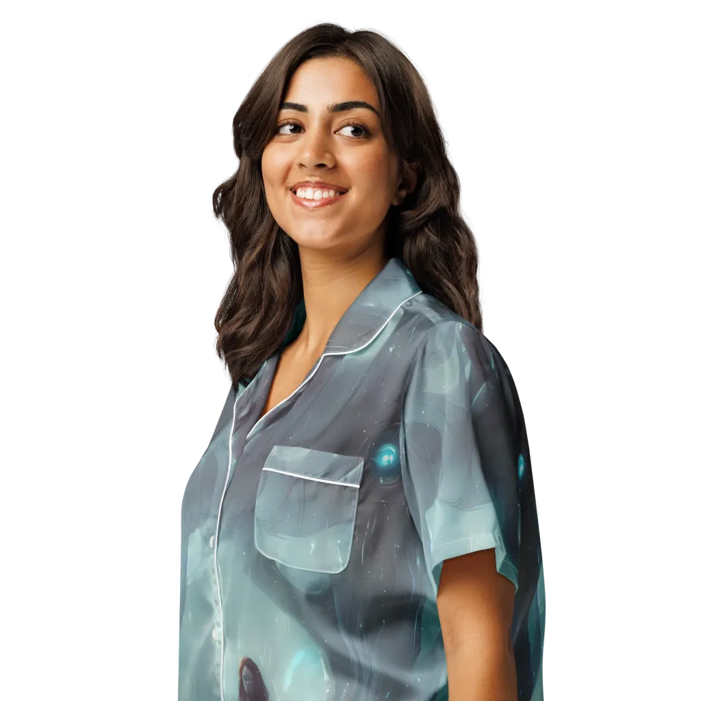 Liquid Serenity on Women's Short Sleeve Pajama Top — Left Front