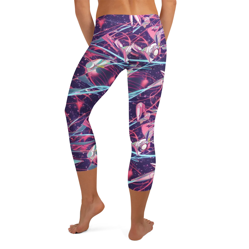 Neo-Tokyo Twirl on Capri Leggings — Back