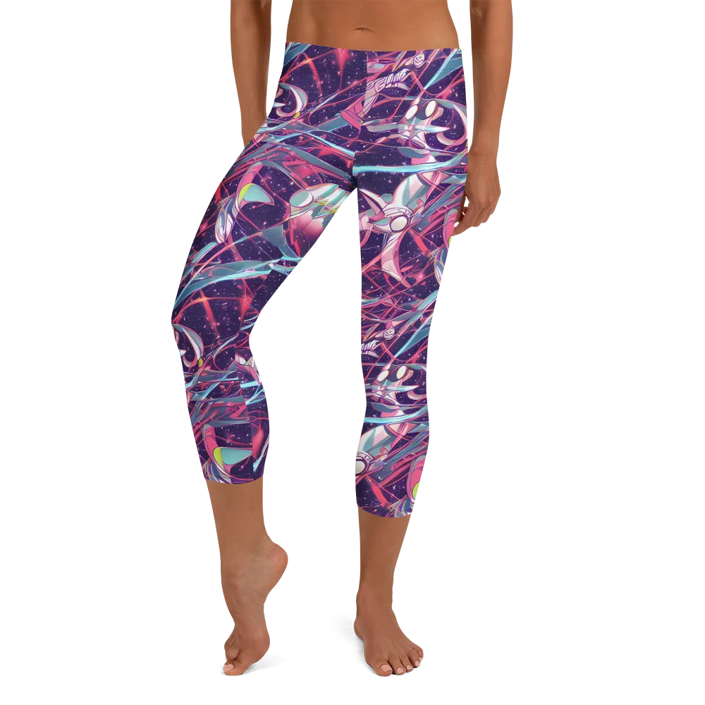 Neo-Tokyo Twirl on Capri Leggings — Front