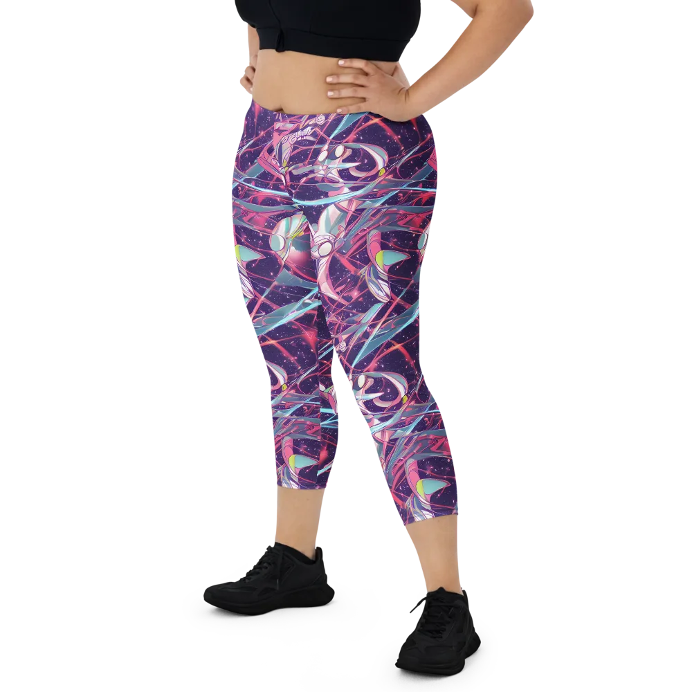 Neo-Tokyo Twirl on Capri Leggings — Front